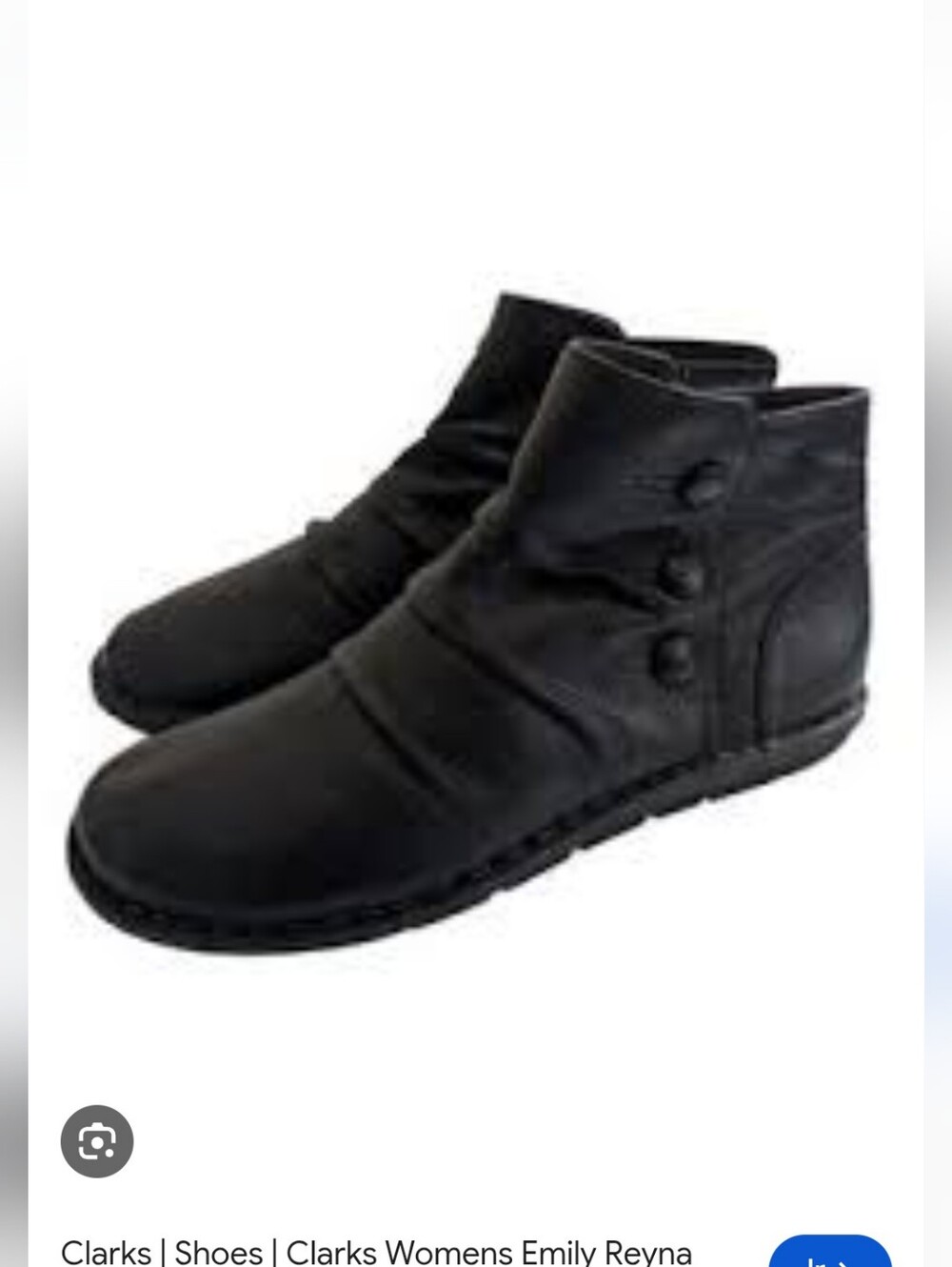 Clarks Black Leather Ankle Boots with Button Accents